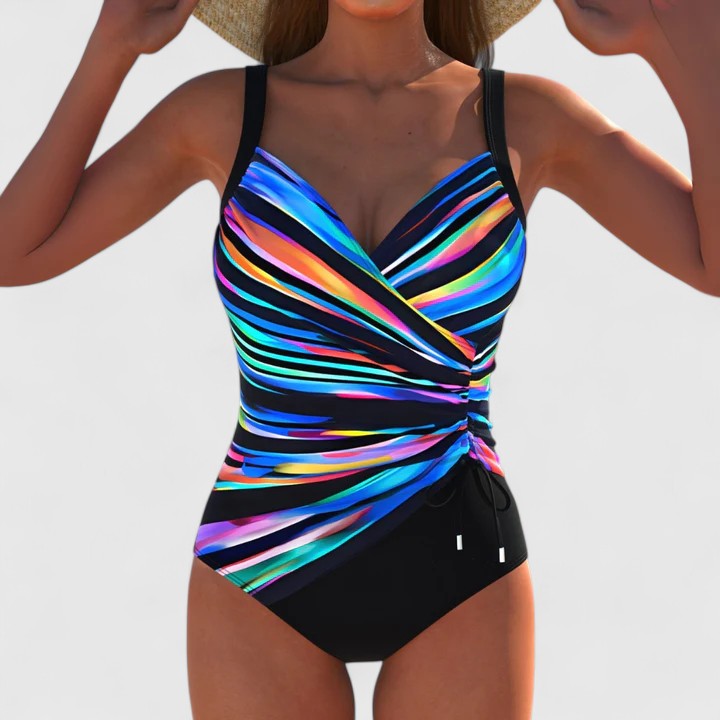 Printed One-Piece Swimsuit | Women | Nylon & Spandex Blend | Stretch Fit Designer Swimwear | Steven & Levon