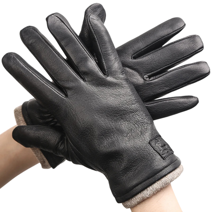 Deerskin Leather Gloves | Men | Genuine Leather | Warm Winter Gloves | Classic Style | Steven & Levon