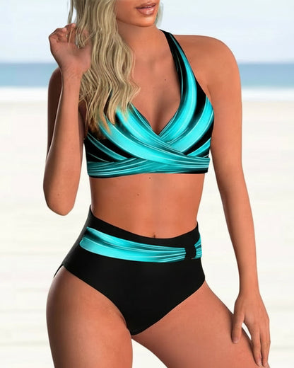 High-Waisted Bikini Set | Women | Nylon & Spandex Blend | Stylish Printed Two-Piece Swimwear | Steven & Levon