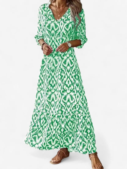 Summer Boho V-Neck Maxi Dress | Women | Flowy Holiday Dress | Steven & Levon