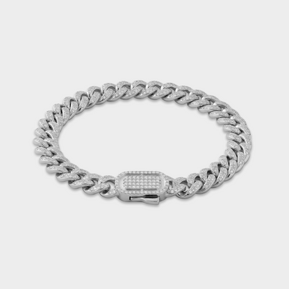 Iced Cuban Bracelet | Men | Silver | 10mm Iced Cuban Chain Bracelet | Steven & Levon