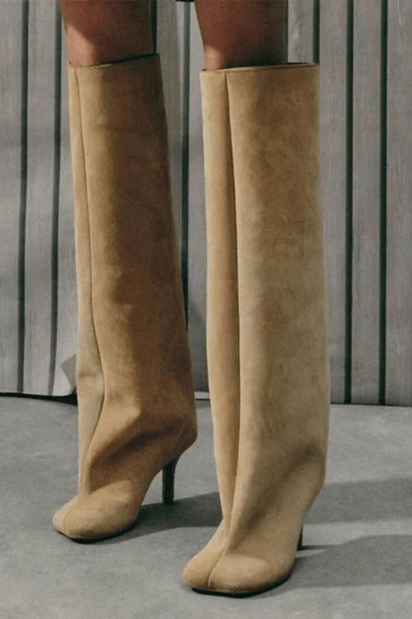 High Knee Suede Stiletto Boots for Women | Pointed Toe | Elegant Dress Boots | Steven & Levon