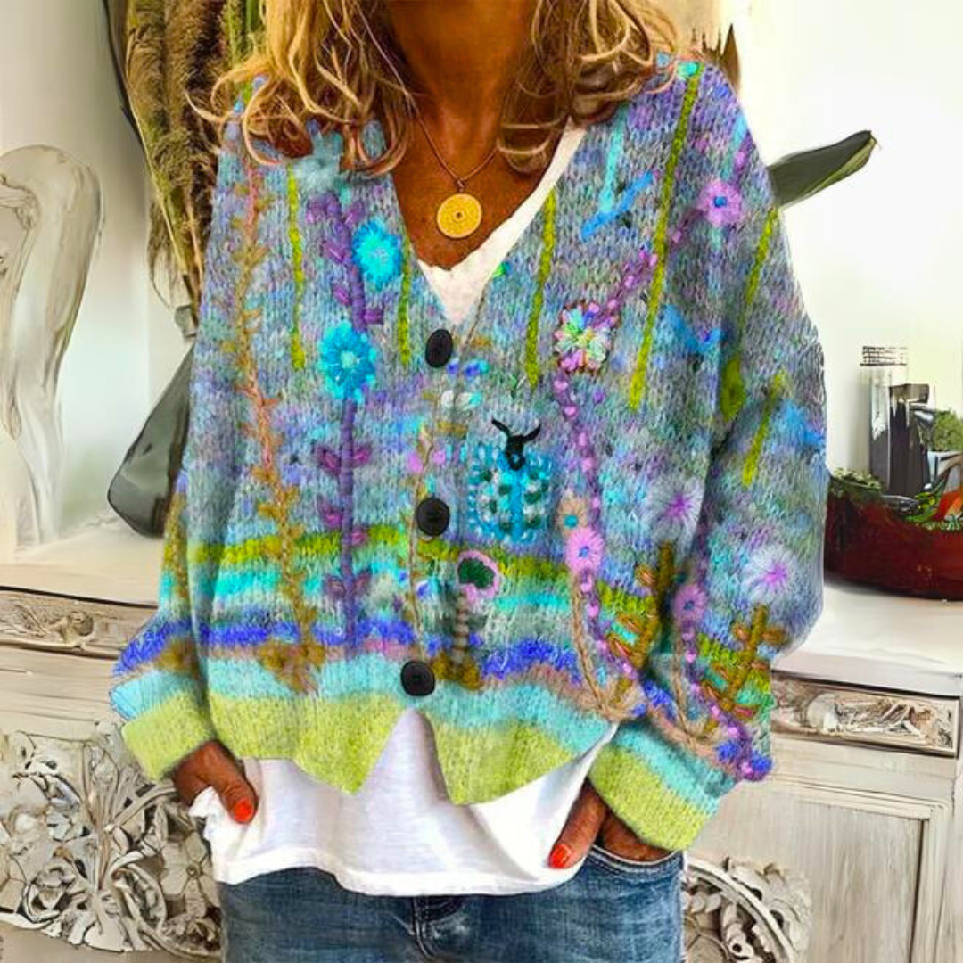 Boho Cardigan | Women | Floral Embroidery | Lightweight Layering | Steven & Levon