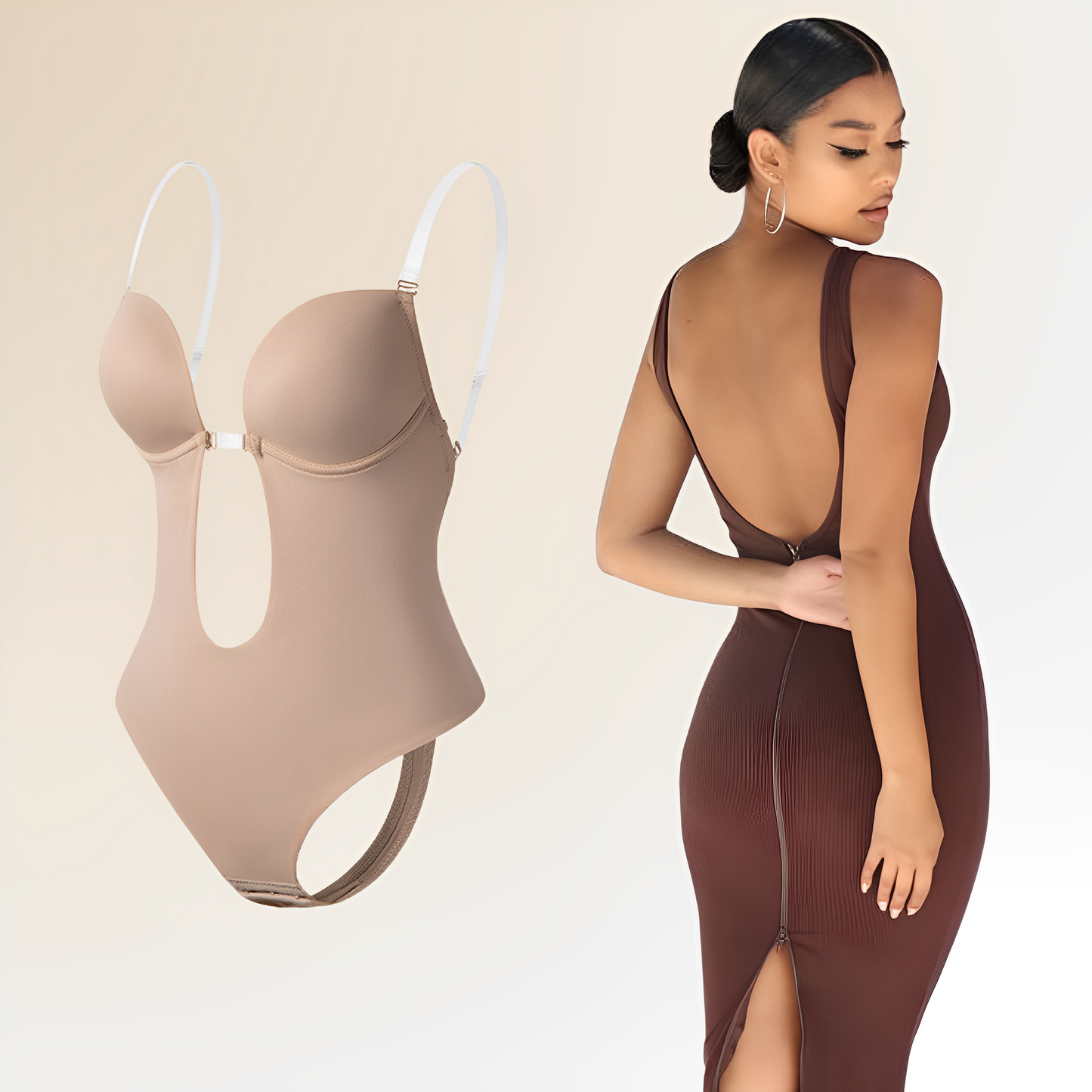 Backless Bodysuit Bra | Women's Seamless Shapewear | Invisible Support | Low Back | Tummy Control | Steven & Levon