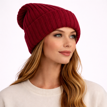 Beanivelle - Ribbed Knit Fold-Up Beanie  Winter Warmth Everyday