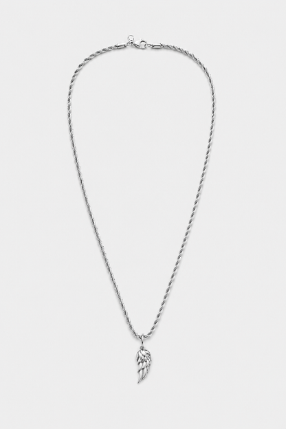 Silver Wing Pendant | Men | Stainless Steel | Angel Wing Design | Statement Necklace | Steven & Levon