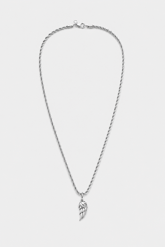 Silver Wing Pendant | Men | Stainless Steel | Angel Wing Design | Statement Necklace | Steven & Levon