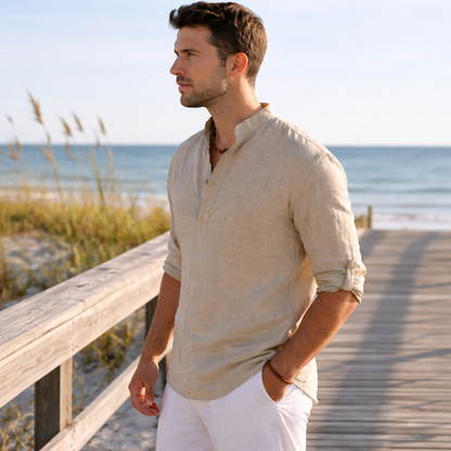 Brezalo - Loose-Fit Long Sleeve Casual Shirt  Relaxed Weekend Wear