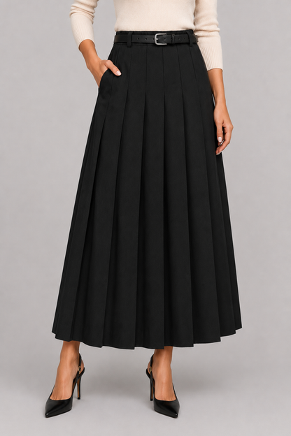 Women's Casual Midi Skirt | Women | High Waist | Flowy A-Line | Versatile Everyday Wear | Steven & Levon