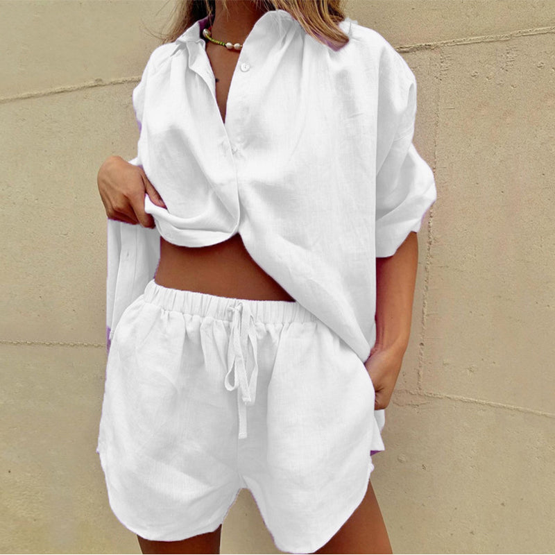 Liora Women's Summer Co-ord Set | Blouse & Shorts | Casual Two Piece Outfit | Steven & Levon