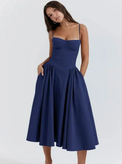 Corset Strappy Midi Dress | Women’s Wedding Guest Occasion Dress | Steven & Levon
