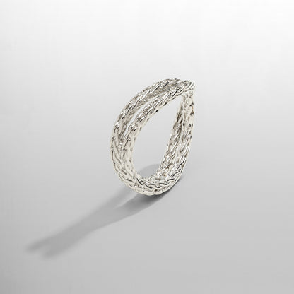 Rope Wrap Ring | Silver | Unisex | Stainless Steel | Twisted Design | Steven & Levon