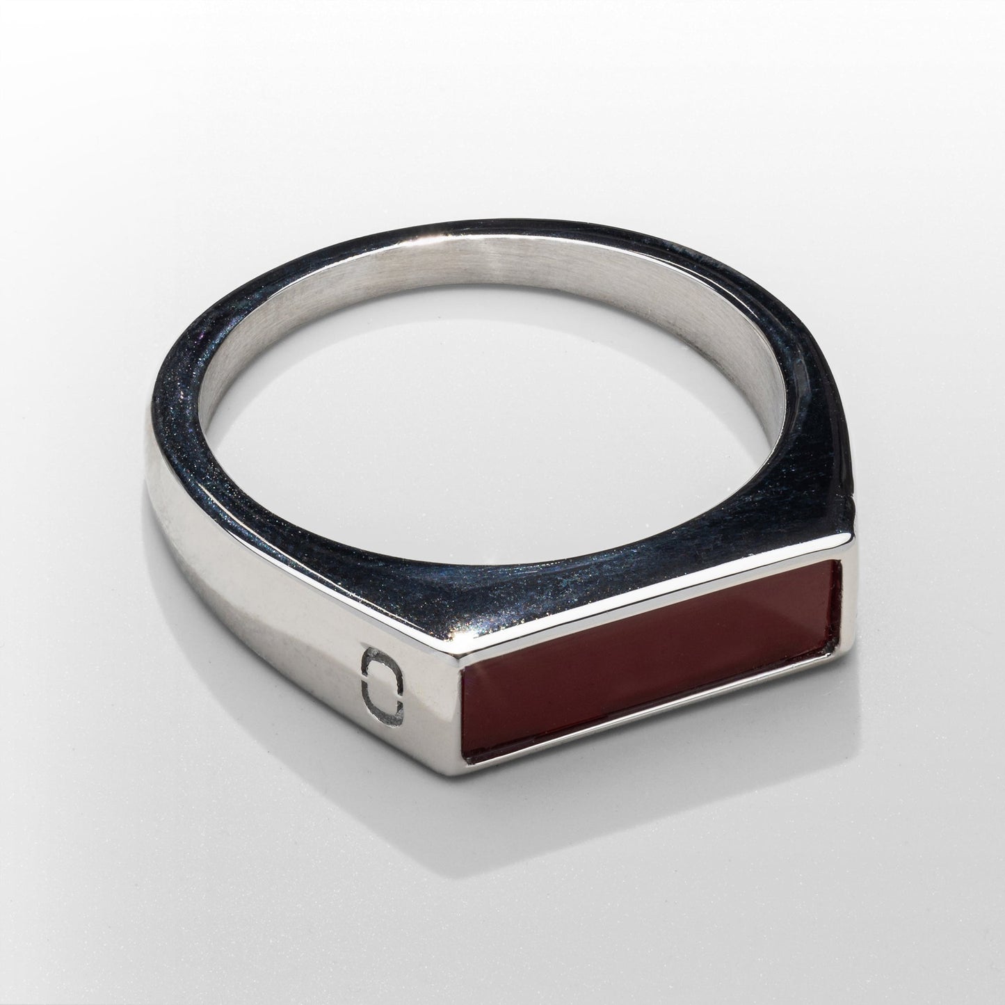 Red Rectangle Signet Ring | Gold or Silver | Unisex | Stainless Steel | Red Stone | Steven & Levon