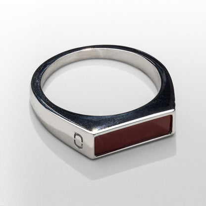 Red Rectangle Signet Ring | Gold or Silver | Unisex | Stainless Steel | Red Stone | Steven & Levon