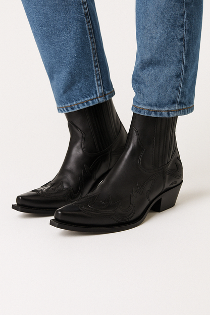Cowboy Ankle Boots for Women | Pointed Toe | Western Stitch Detail | Steven & Levon
