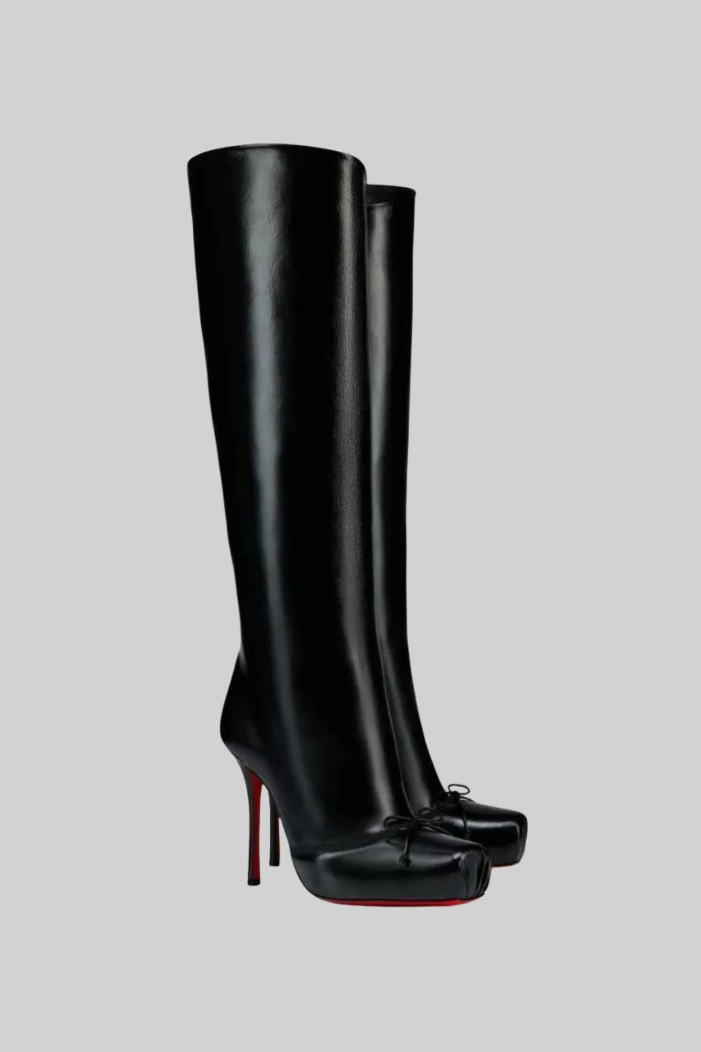 High Heel Knee Boots | Women | Red Sole | Black | Steven & Levon