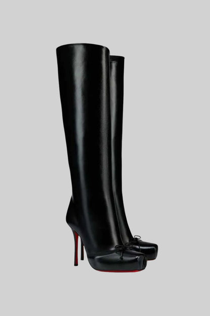 High Heel Knee Boots | Women | Red Sole | Black | Steven & Levon
