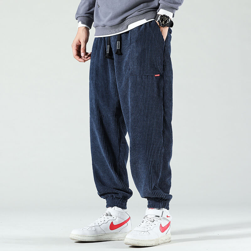 Men's Loose Fit Tapered Jogger Trousers | Drawstring Waist & Gathered Cuffs | Casual Relaxed Fit | Steven & Levon