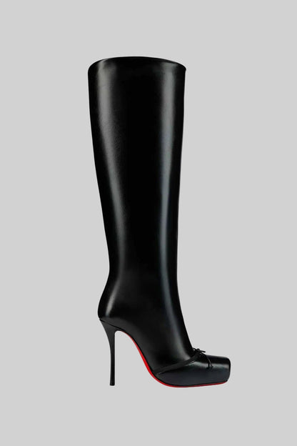 High Heel Knee Boots | Women | Red Sole | Black | Steven & Levon