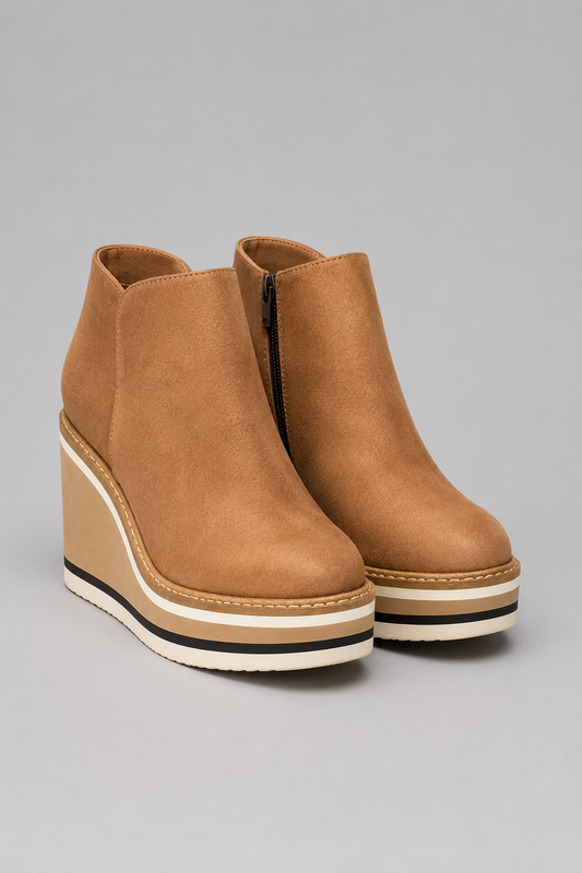 Platform Wedge Ankle Boots for Women | Side Zip | Chunky Platform Design | Steven & Levon