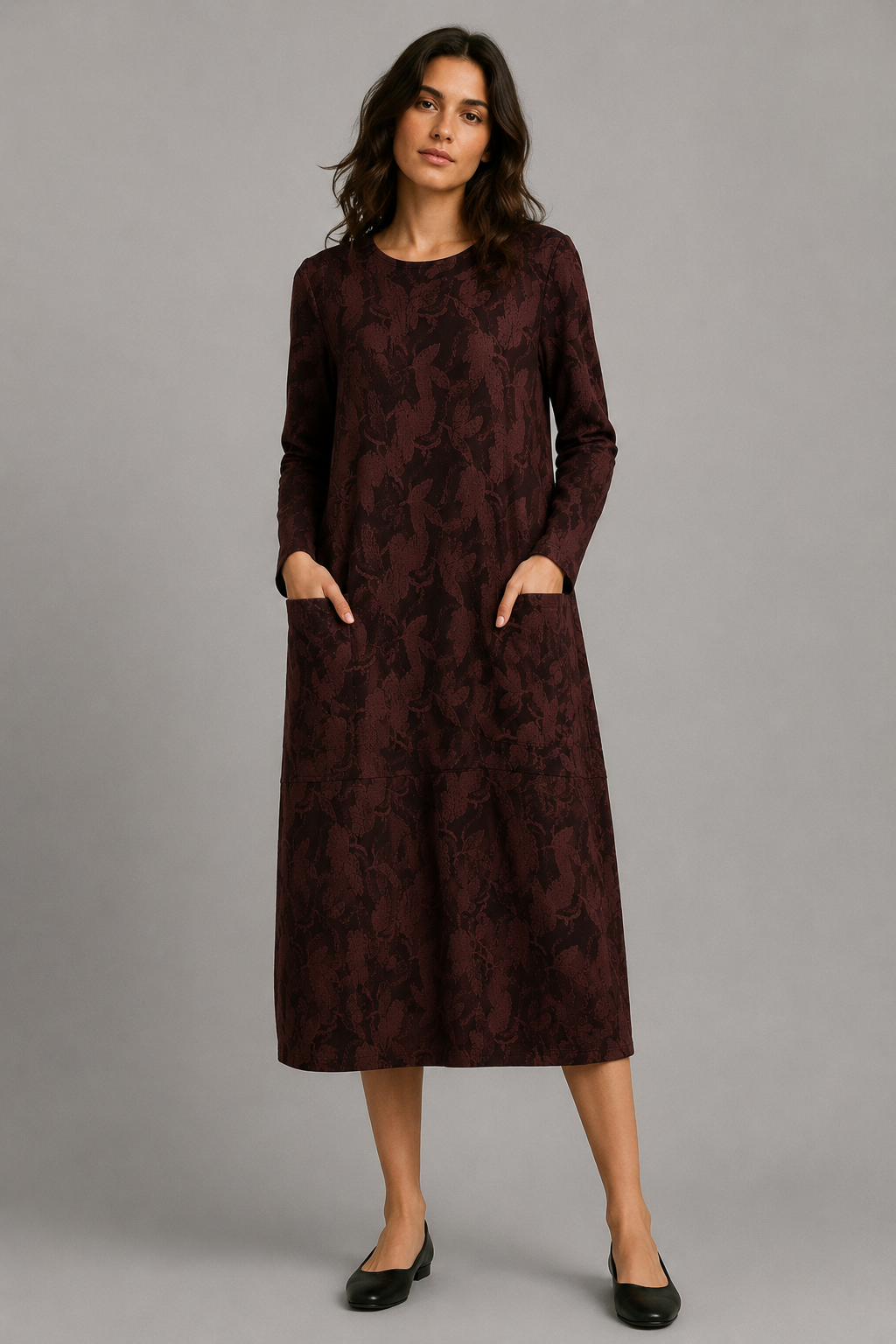 Women’s Midi Dress | Long Sleeve Dress | Women | Soft Knit Blend | Pockets & Relaxed Fit | Steven & Levon