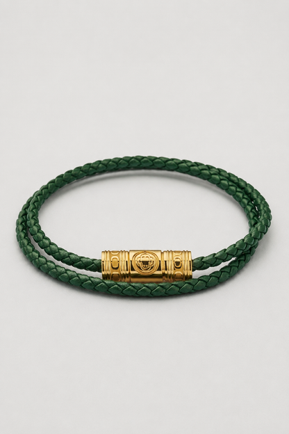 Green Leather Wrap Bracelet | Men | Leather | Double Wrap Bracelet | Steven & Levon
