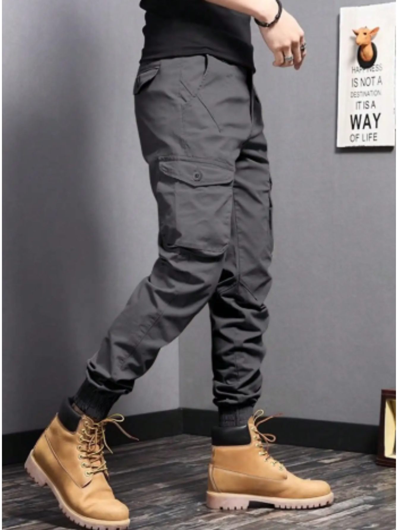 Men’s Cargo Trousers | Tapered Fit Utility Pants | Multi Pocket Cuffed Streetwear Trousers | Steven & Levon