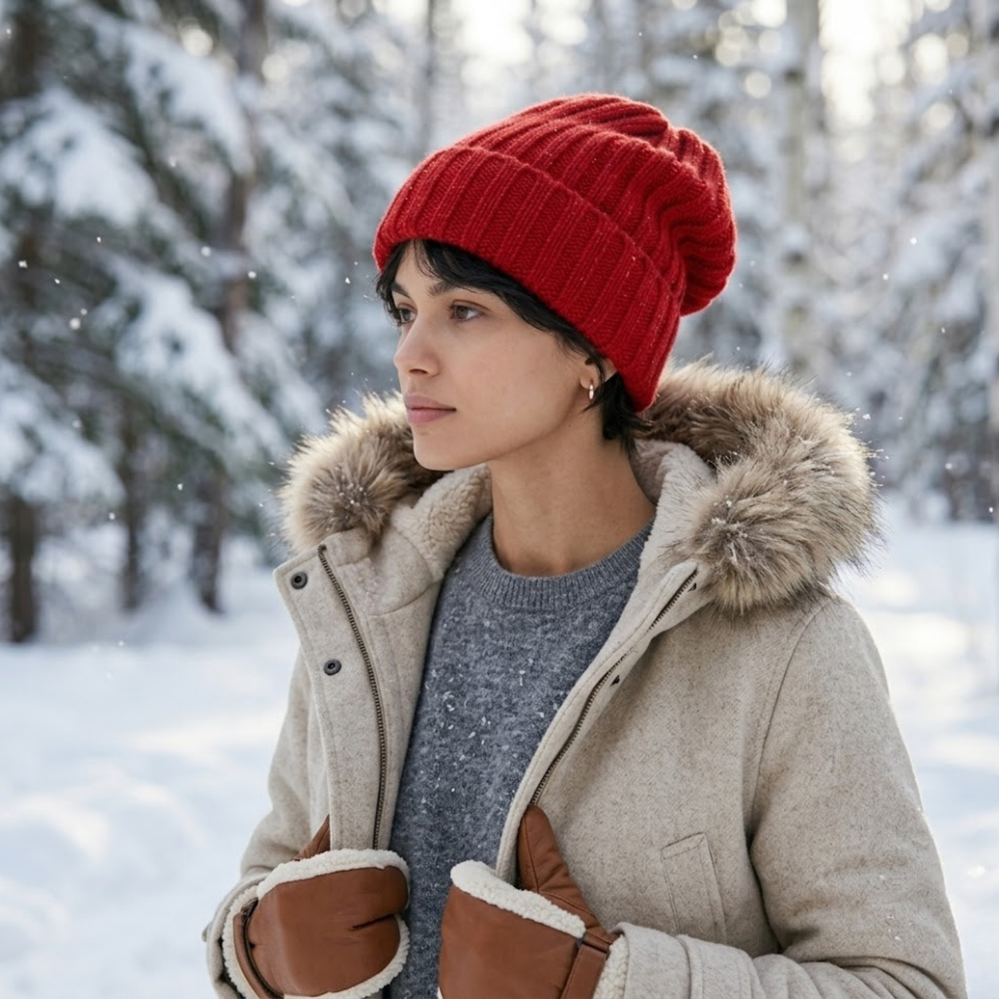 Beanivelle - Ribbed Knit Fold-Up Beanie  Winter Warmth Everyday