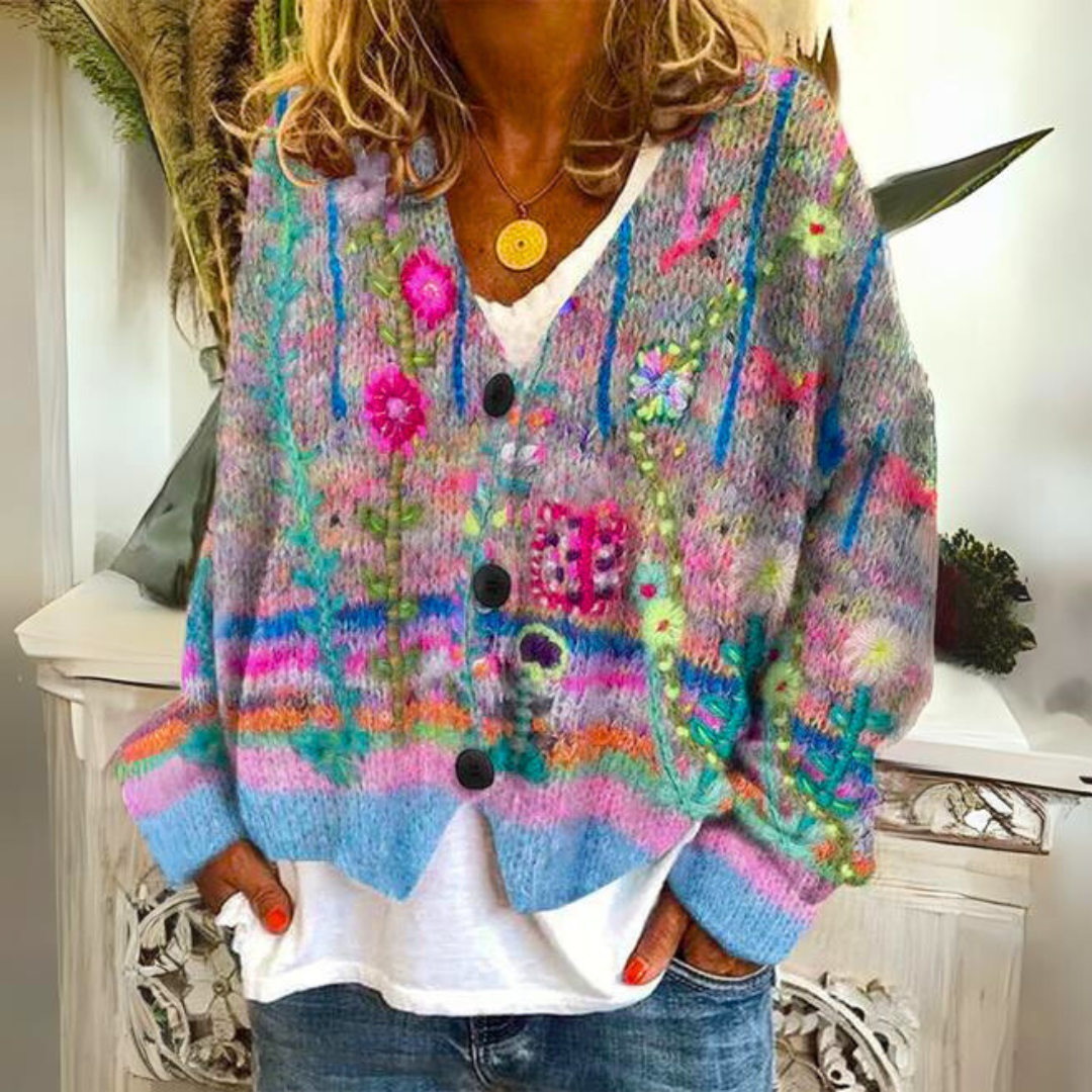 Boho Cardigan | Women | Floral Embroidery | Lightweight Layering | Steven & Levon