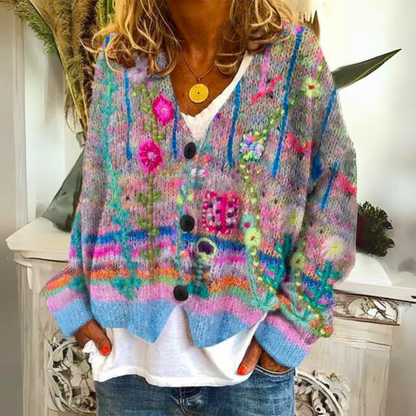 Boho Cardigan | Women | Floral Embroidery | Lightweight Layering | Steven & Levon