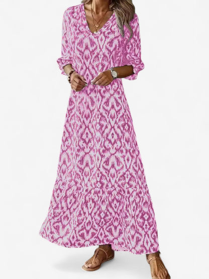 Summer Boho V-Neck Maxi Dress | Women | Flowy Holiday Dress | Steven & Levon