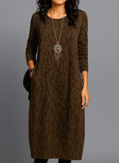 Women’s Midi Dress | Long Sleeve Dress | Women | Soft Knit Blend | Pockets & Relaxed Fit | Steven & Levon