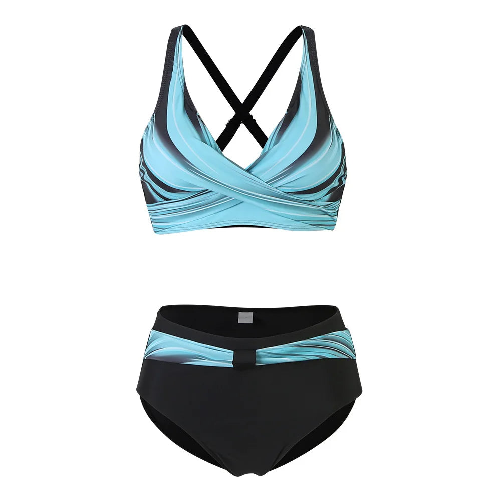 High-Waisted Bikini Set | Women | Nylon & Spandex Blend | Stylish Printed Two-Piece Swimwear | Steven & Levon