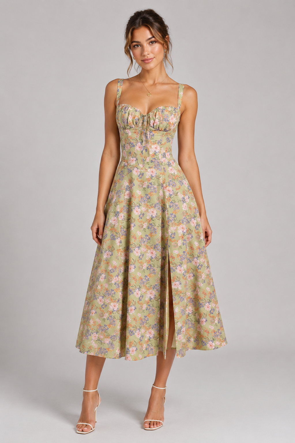 Women's Floral Corset Midi Dress | Figure-Flattering Dress | Steven & Levon