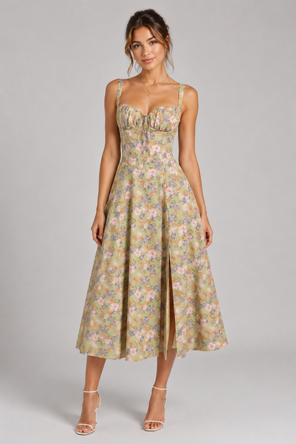 Women's Floral Corset Midi Dress | Figure-Flattering Dress | Steven & Levon