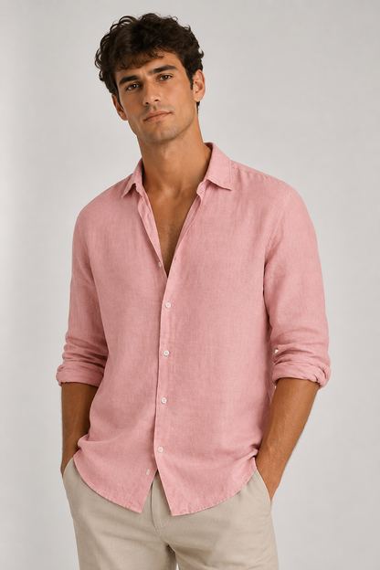 Men's Casual Linen Shirt | Men | Linen Blend | Breathable Lightweight Relaxed Fit Summer Button-Up | Steven & Levon