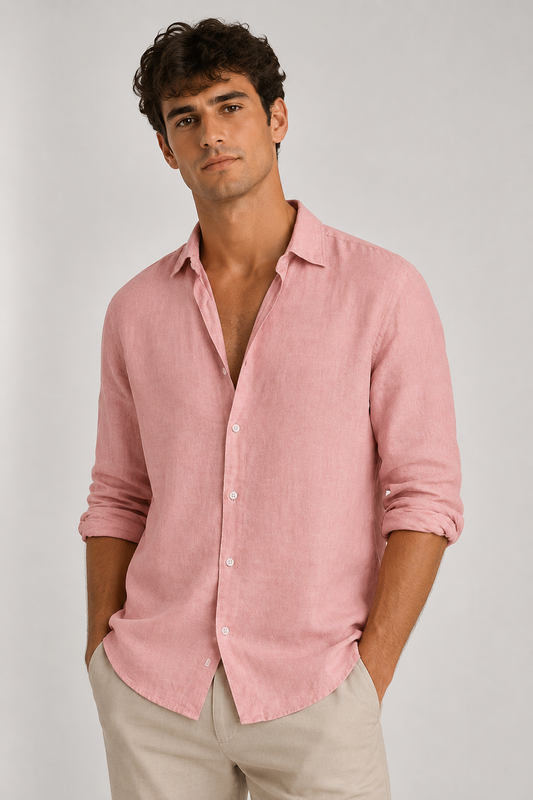 Men's Casual Linen Shirt | Men | Linen Blend | Breathable Lightweight Relaxed Fit Summer Button-Up | Steven & Levon