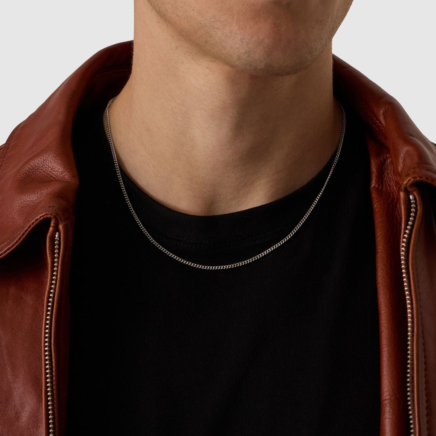 Silver 2mm Chain | Men | Stainless Steel | Polished Finish | Everyday Jewellery | Steven & Levon