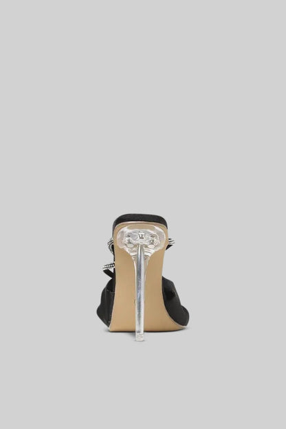 Embellished Satin High Heel Sandals | Women | Rhinestone Detail | Black | Evening Dress Shoes | Steven & Levon