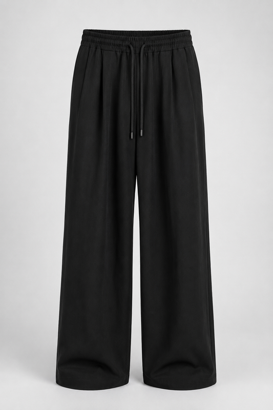 Men's Linen Wide-Leg Drawstring Trousers | Pleated Breathable Casual Pants | Steven & Levon