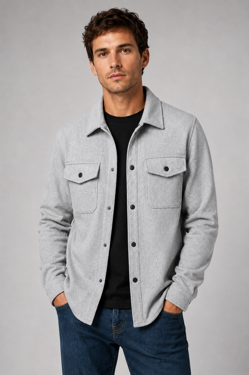Men's Wool Blend Overshirt Jacket | Button Front | Utility Shirt Jacket | Smart Casual | Steven & Levon