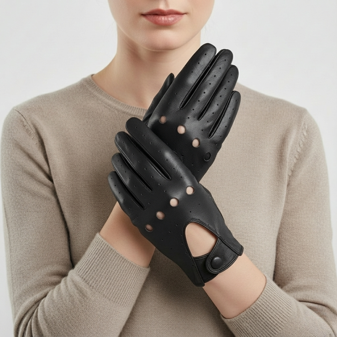 Vegan Leather Gloves | Women | Faux Leather | Thin Breathable Driving Gloves | Summer | Steven & Levon