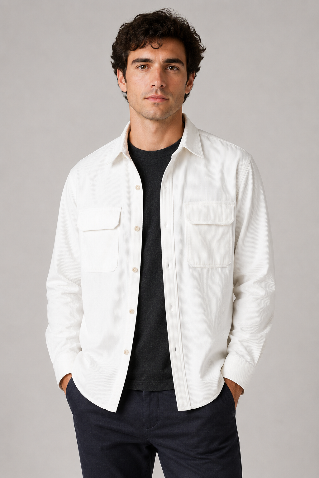 Men's Corduroy Shirt Jacket | Cotton Overshirt | Button Up | Casual Layering | Steven & Levon
