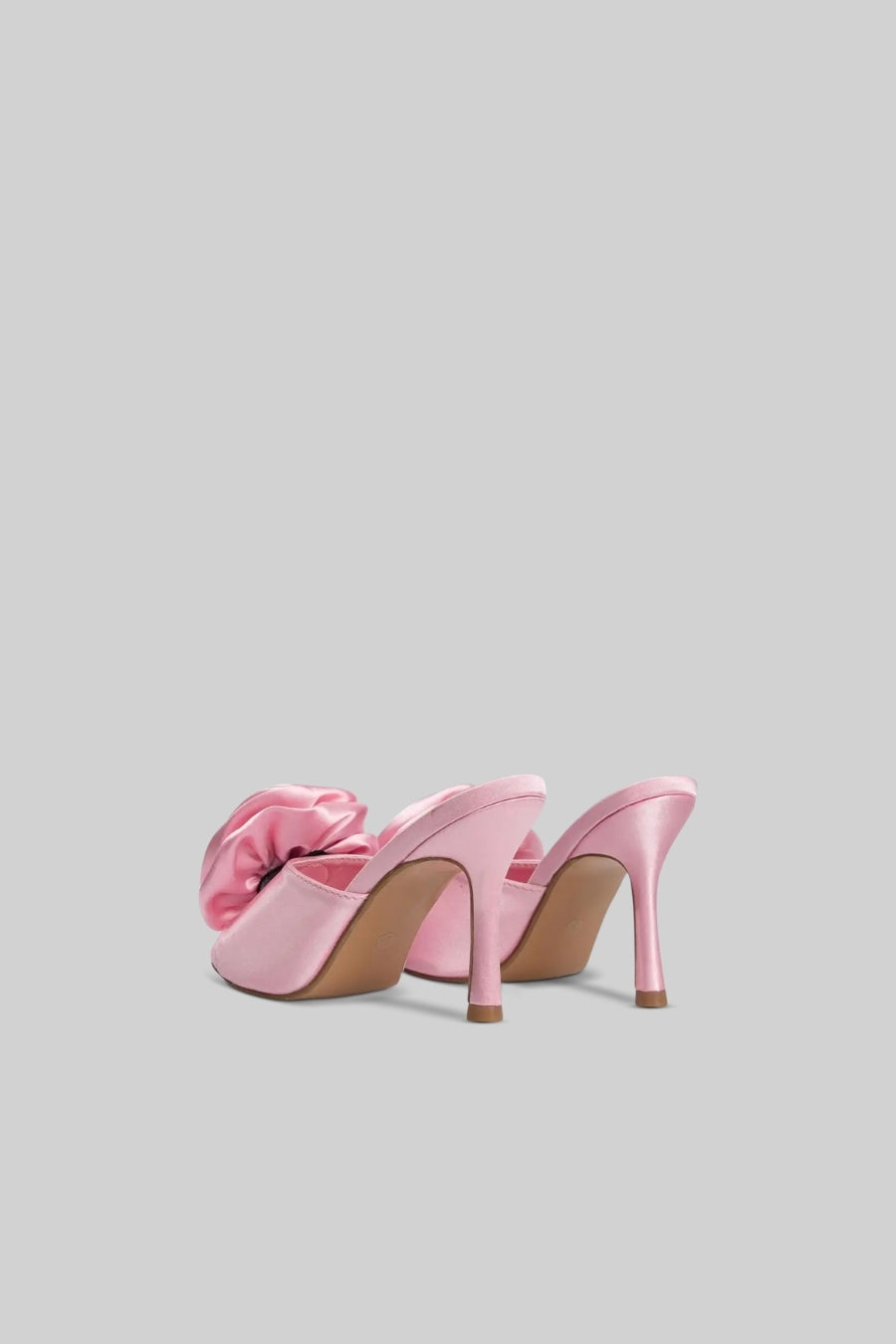 Satin Flower Sandals | Women | Pom Pom Detail | Pink | Elegant Dress Shoes | Steven & Levon