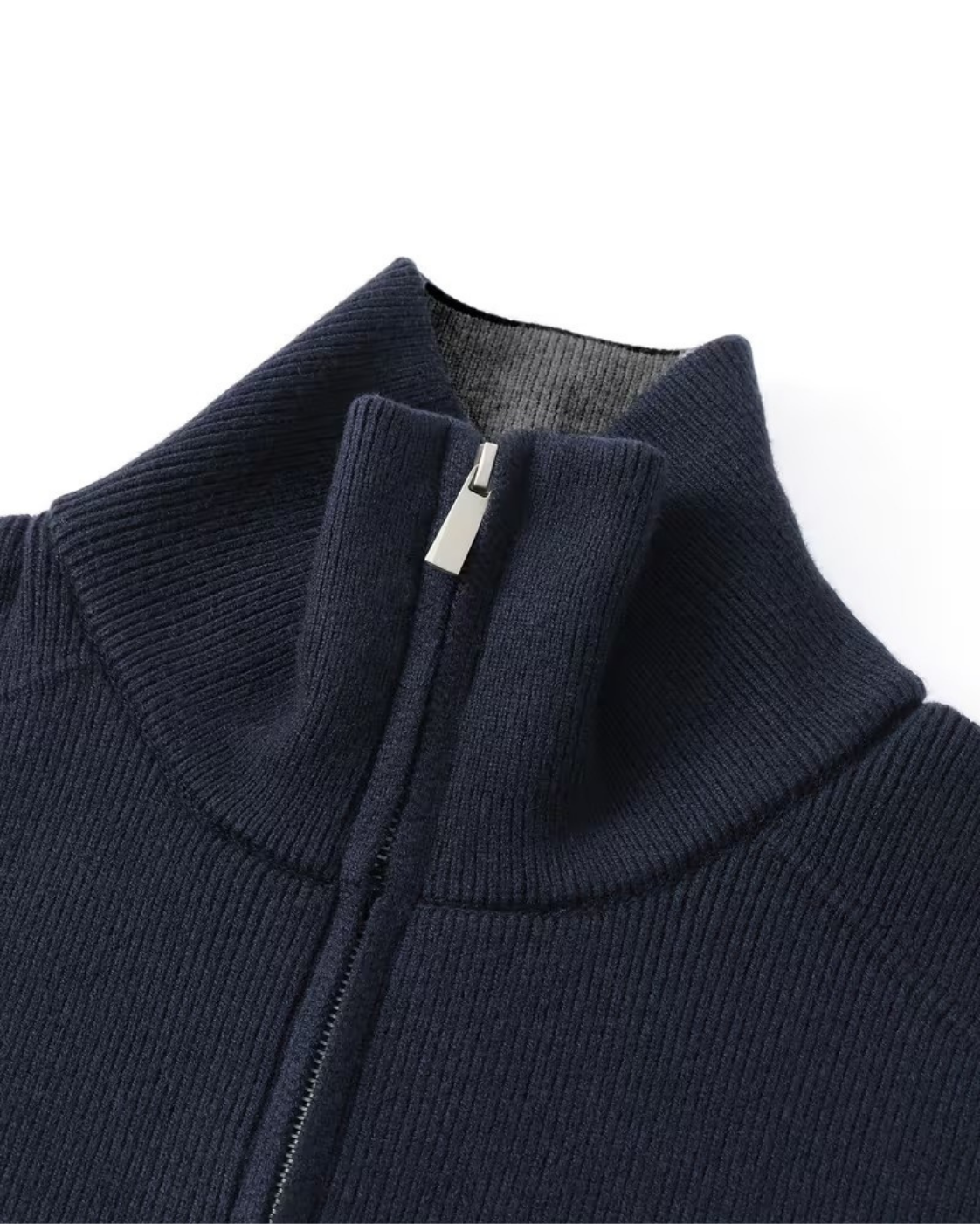 Men's Full Zip Knit Cardigan | Stand Collar | Soft Knit Sweater | Long Sleeve | Smart Casual | Steven & Levon