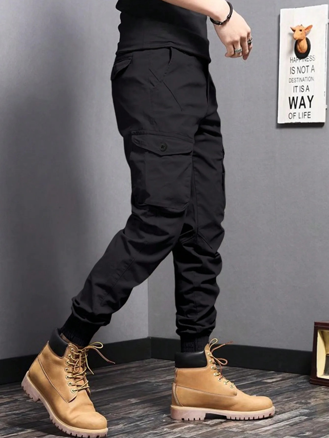 Men’s Cargo Trousers | Tapered Fit Utility Pants | Multi Pocket Cuffed Streetwear Trousers | Steven & Levon