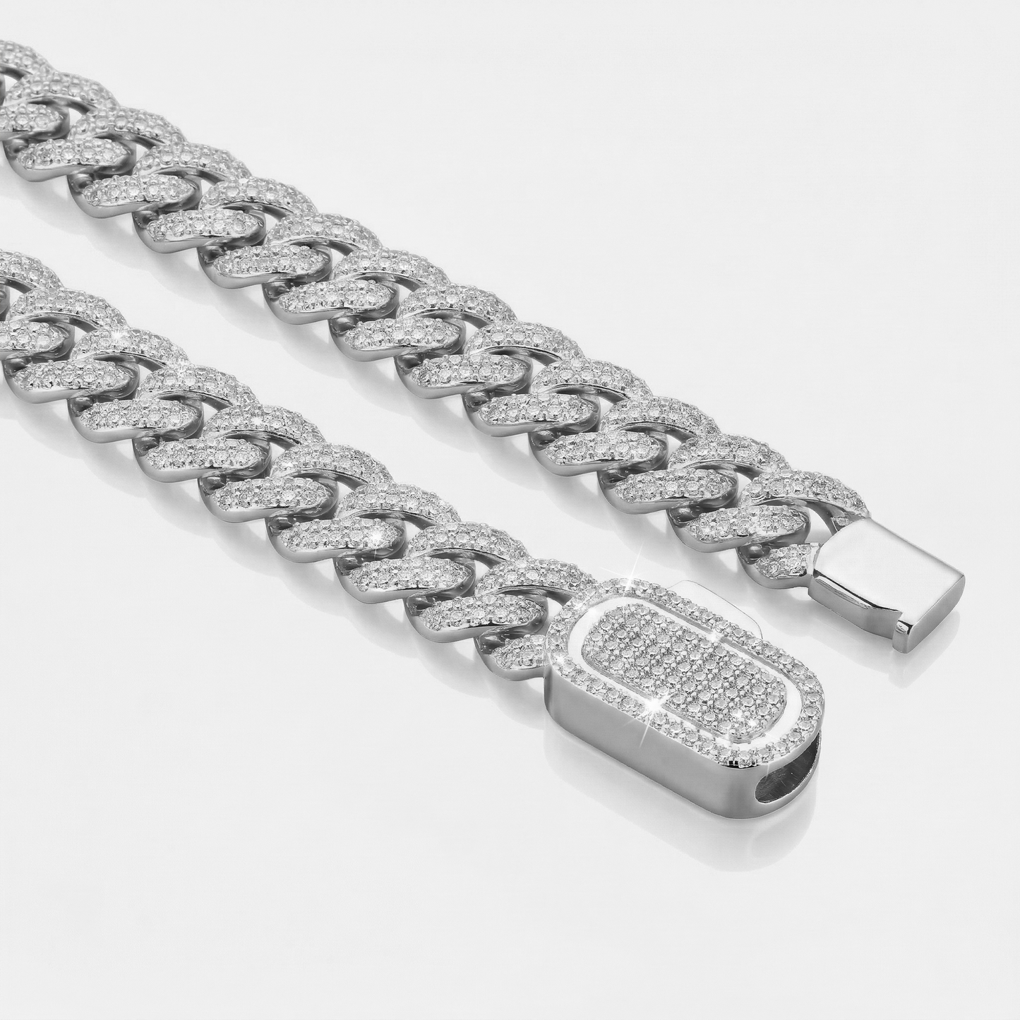 Iced Cuban Bracelet | Men | Silver | 10mm Iced Cuban Chain Bracelet | Steven & Levon