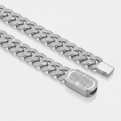 Iced Cuban Bracelet | Men | Silver | 10mm Iced Cuban Chain Bracelet | Steven & Levon