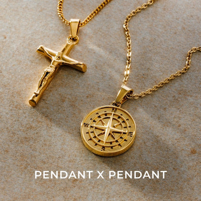 Gold Pendant Set | Unisex | Stainless Steel | Customisable Jewellery | Layered Necklace Set | Steven & Levon