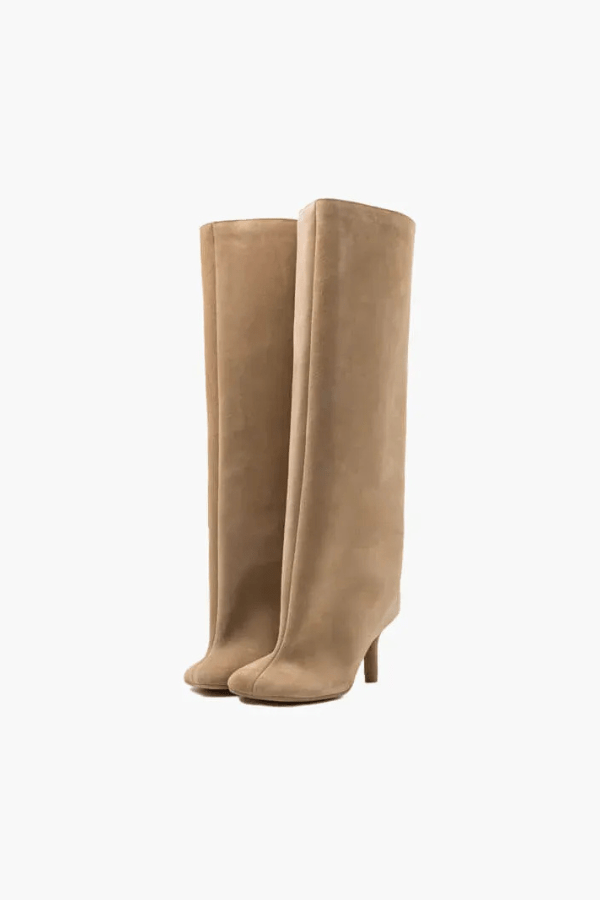 High Knee Suede Stiletto Boots for Women | Pointed Toe | Elegant Dress Boots | Steven & Levon